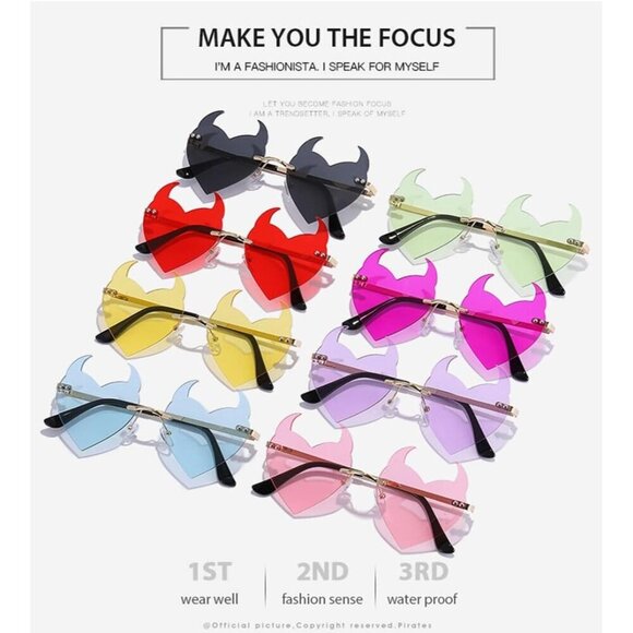 Devil Heart Rimless Sunglasses UV400 Protection Fashion Accessory main image 7
